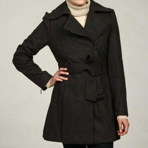 Kenneth Cole Dark Grey Wool Coat Size 2 - Picture 1 of 8